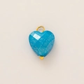 Close-up of heart-shaped blue turquoise pendant with gold vacuum-plated 18k finish - Lake Blue Heart Stone Pattern Pendant