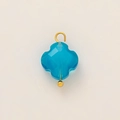 Detail of blue faceted clover pendant with 18k gold-plated stainless steel hook - Blue Faceted Clover Pendant