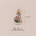 Niedlicher Katzenanhänger aus Edelstahl in Gold mit rosa Blumenmuster für DIY-Schmuck - Nr. 15 Rosa Blumenkatze Anhänger