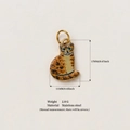Süßer Glückskatzen-Anhänger aus Edelstahl mit orangefarbenem Emaille-Muster - Nr. 16 Leopardenkatze Anhänger
