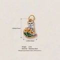 Niedlicher Katzenanhänger aus Edelstahl mit floralem Muster in Orange und Lila - Nr. 17 Sonnenblumenkatze Anhänger