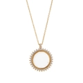 Collier vintage en or avec pendentif tournesol et un grand cristal transparent rond - Collier Médaillon Transparent Style A