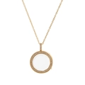 Collier pendentif médaillon vintage doré avec cristal clair et bordure en zircon - Collier Médaillon Transparent Style B