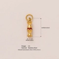 Stainless steel candy shaped gold pendant with red belt detail and closed ring - Candy Shape Style