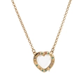 Vintage heart locket necklace in 18k gold finish with colorful crystals and clear stone - Heart Locket Necklace With Colorful Stones