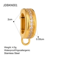 18K gold-plated stainless steel ring charm with micro-set zircon stones - Rhinestone Paved Clasp Only (Without Chain)