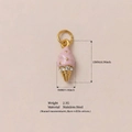 Ciondolo gelato in acciaio inossidabile dorato con smalto rosa e strass scintillanti - Rhinestone Ice Cream