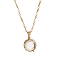 Vintage 18k gold plated round locket necklace with clear faceted crystal pendant - Round Transparent Locket Necklace