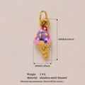 Polished 18K gold plated ice cream charm with pink and purple enamel for jewelry DIY - Ice Cream