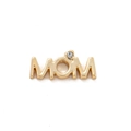 Vintage 18k gold MOM letter locket pendant with a small sparkling crystal in the center - MOM Letter Charm