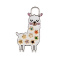 Dettaglio del ciondolo alpaca in smalto bianco con zirconi colorati e placcatura in oro - Ciondolo Agnello n. 1