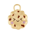 Dettaglio ciondolo a biscotto placcato oro 14K con zirconi rosa e smalto al cioccolato - Ciondolo Biscotto n. 11