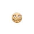 Goldfarbene runde Smiley-Ohrstecker mit Zirkonia-Augen und gehämmerter Metallstruktur - Smiley Ohrstecker / Paar / Gold