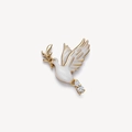 Pendentif colombe de la paix doré avec émail blanc et accents de zircon étincelants - Pendentif Colombe de la Paix Seul (Sans Chaîne)