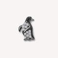 Pendentif pingouin en métal noir fusil orné de cristaux blancs pavés étincelants - Pendentif Pingouin Seul (Sans Chaîne)