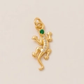 Exquisiter 14K vergoldeter Eidechsenanhänger mit grünem Edelsteinauge und weißen Kristallen - Gecko-Anhänger