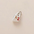 Detailed macro view of a 3D ceramic cherry flower cup pendant with golden finish detail - Cherry Cup Pendant (Pendant Only - Without Chain)
