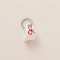 Ciondolo mini tazza in ceramica con fiocco rosso e anello in argento per gioielli - Pendente Tazza Fiocco Pesca (No. 6)