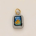 Détail du pendentif carré doré 18 carats confiture de fraise avec motif Sun et paillettes - Pendentif uniquement / Style Sac à Collations