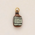 Pendentif bouteille marron avec anneau plaqué or 18K et étiquette d'art - Pendentif uniquement / Style Bouilloire