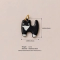 Ciondolo gatto nero in acciaio inossidabile con anello in oro 18K per gioielli fai-da-te - Ciondolo Gatto Mucca