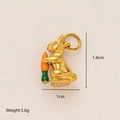 Cute 18K gold plated rabbit pendant with orange carrot charm and 1.4cm dimensions - Eating Rabbit