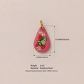 Pendentif goutte en acier inoxydable rose avec motif fraise et finition en or 18 carats - Pendentif Fraise en Goutte d'Eau