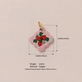 Pendentif fraise en forme de losange rose en cuivre plaqué or 18 carats, 15mm - Pendentif Fraise Carré