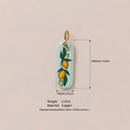 Pendentif ovale bleu à motif citron en cuivre plaqué or 18 carats, taille 18mm - Pendentif Citron