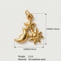 18K gold plated celestial pendant set with sun moon and star charms in stainless steel - Sun Moon Stars