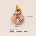 Ciondolo a ciambella in smalto rosa e acciaio inossidabile placcato oro 18K colorato - Donut