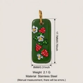 Pendentif rectangle en acier plaqué or 18K avec motifs fraises et marguerites - Pendentif Fraise Rectangulaire