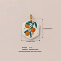 Pendentif hexagonal en acier inoxydable avec motif orange peint et finition or 18K - Pendentif Orange Hexagonal