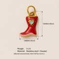 Pendente stivale in smalto rosso su collana in acciaio inossidabile placcato oro 18K - Stivali