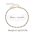 Ethnic beaded necklace sizing details with 39cm length and 6.5cm adjustable extension chain - 18K Gold / Red Black Crystal Beads Style (KN0006)
