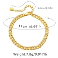 Detail view of 18K gold plated curb chain bracelet showing dimensions and lobster clasp - Cuban Chain Style (KB0130)