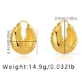 Detailed view of chunky gold hoop earrings with beaded edges and size dimensions - Beaded Edge Hoop Style (KE0477)