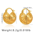 Detailed size chart showing dimensions and weight of gold hollow bird nest earrings - Hollow Spherical Mesh Style (KE0456)