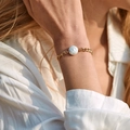 Bracciale a catena dorata irregolare con ciondolo in perla barocca naturale da donna - Stile Tondo Rilievo Vintage (KB0217)