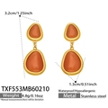 Details von 18K vergoldeten Edelstahl-Ohrringen mit Katzenaugenstein und Abmessungen - Ohrringe / Gold Orange