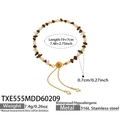Detail of adjustable pearl and garnet bead bracelet with gold-plated stainless steel chain - Garnet Bracelet (TXE555MDD60209)