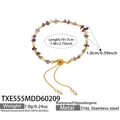 Beaded bracelet with purple stones and pearls, 316L waterproof stainless steel - Amethyst Bracelet (TXE555MDD60209)