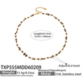 Freshwater pearl and brown stone beaded necklace with 316L waterproof stainless steel - Garnet Necklace (TXP555MDD60209)