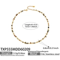 Colorful natural stone and freshwater pearl beaded necklace with 316L stainless steel clasp - Mixed Crystal Necklace (TXP555MDD60209)