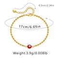 Detail view of evil eye bracelet with 17cm chain, 6cm extension and weight specs - Orange Bead Evil Eye Style (KB0238-5)