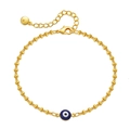 Détail du bracelet en perles de laiton plaqué or 18K avec breloque œil bleu et fermoir - Mauvais Œil Bleu Foncé (KB0238-2)