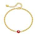 Pulsera de cuentas doradas con colgante de ojo turco rojo y cadena ajustable - Ojo Turco Naranja (KB0238-5)