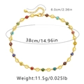 Detail view showing 38cm gold mariner chain with colorful enamel evil eye beads and lobster clasp - 18K Gold / Coffee Bean Eye Style (KN0086)