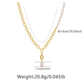 Detailansicht der 18K vergoldeten Kette mit Perlen inklusive Größen- und Gewichtsangabe - 18K-Gold / Asymmetrischer Büroklammerstil (KN0093)