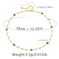 Detail showing 39cm 18K gold plated chain with green evil eye and crystal beads dimension - 18K Gold / Green Eye Crystal Beads Style (KN0055)
